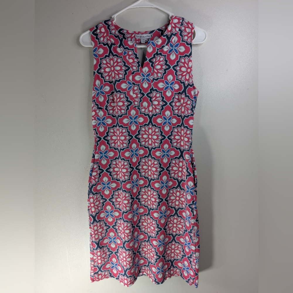 Sunset & Sweet Tea Floral Sleeveless Dress - Pink and Blue Size Small